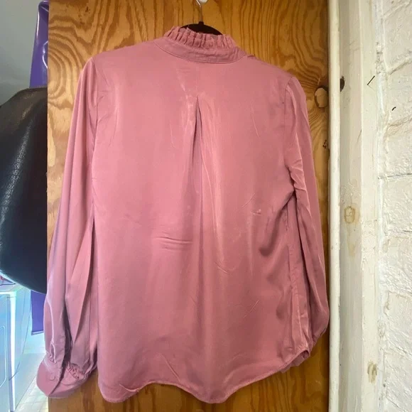 Chicos Sandwashed Satin Ruffle Blouse - Picture 4 of 10